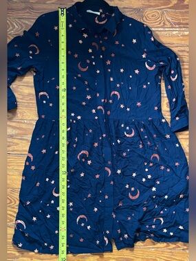 Modcloth Stary Witchy Mini Shirt Dress  with Pockets, Navy Size 12 UK 8 US